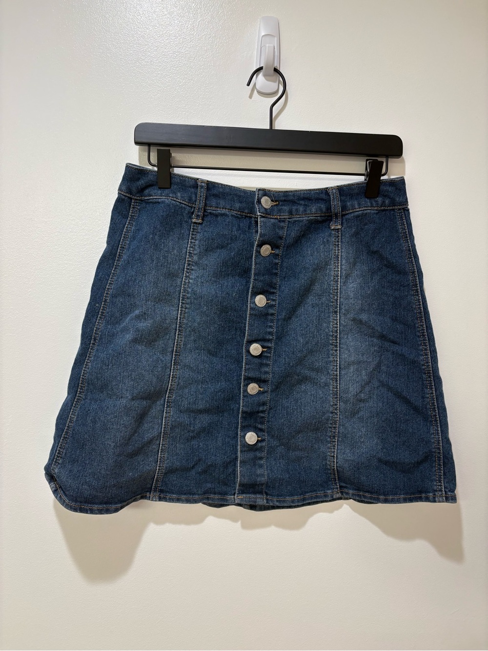Denim Button-Front Mini Skirt